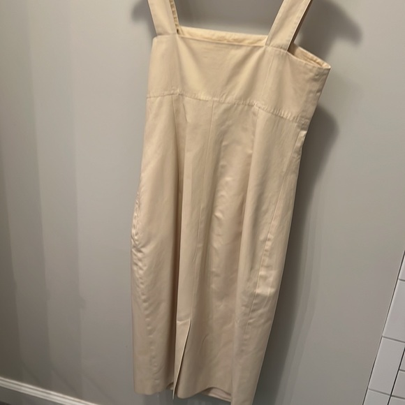 Beige Mini Dress with Black Bow Accent - Picture 5 of 5